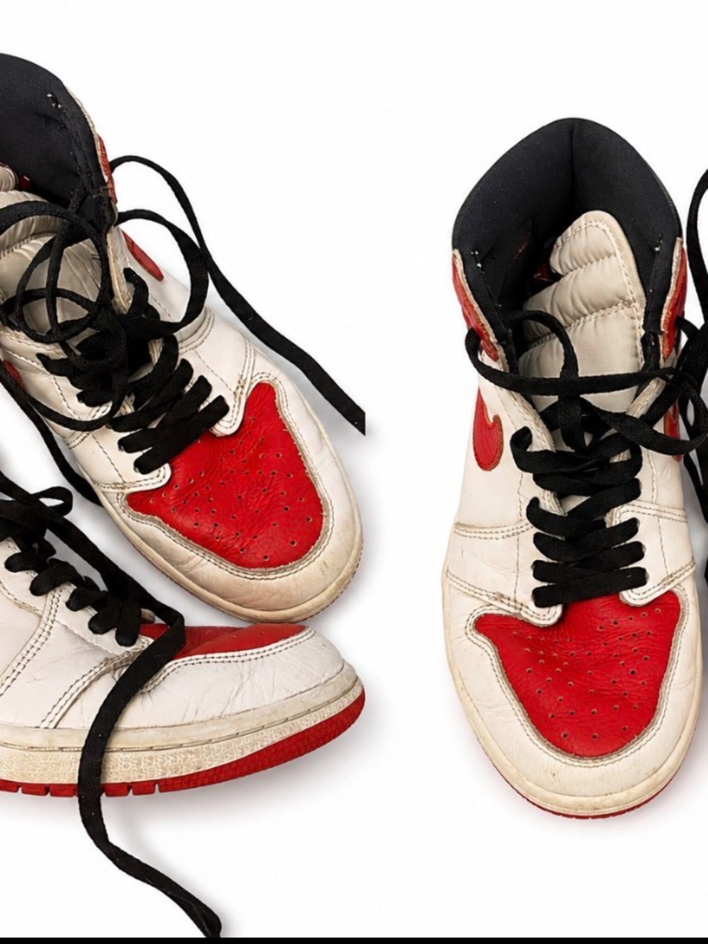 Kids Retro High-Top Sneakers - White & Red